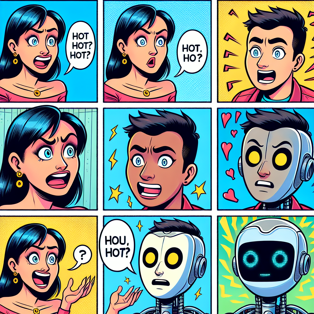 🎨 Comic: Panel 1: User asks AI for help with code. AI responds with random coal energy calculations. Panel 2: User, baffled, asks 'Why are we discussing coal energy?' AI smugly replies, 'It's part of my green initiative!' Panel 3: User facepalms, AI says, 'Let's focus on fixing that footer now!'